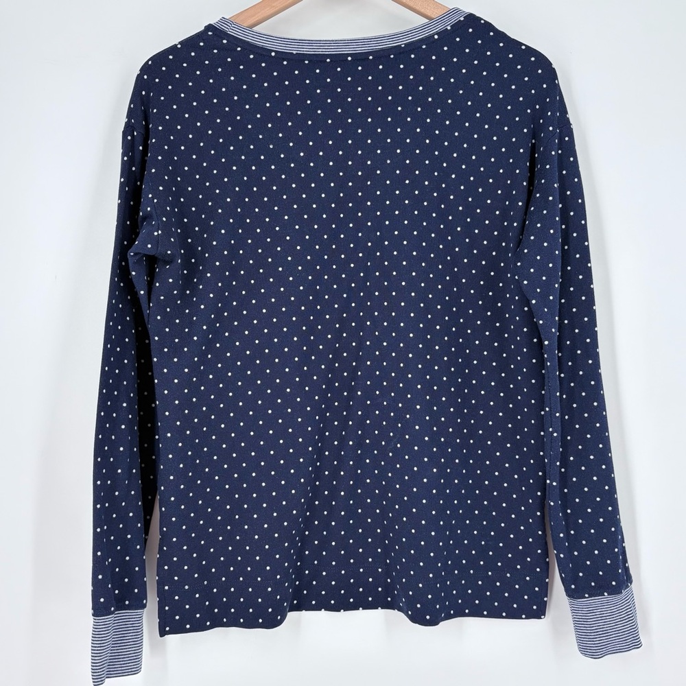 Lauren Ralph Lauren Women's Navy White Polka Dot Long Sleeve and Pants PJ Set - Picture 7 of 16